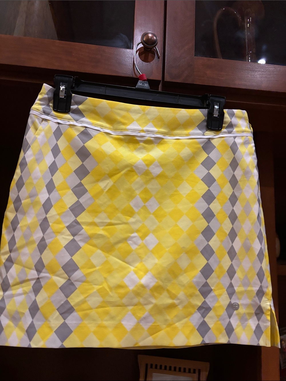 EP Sport Yellow Argyle Print Womens Golf Skort Size 4